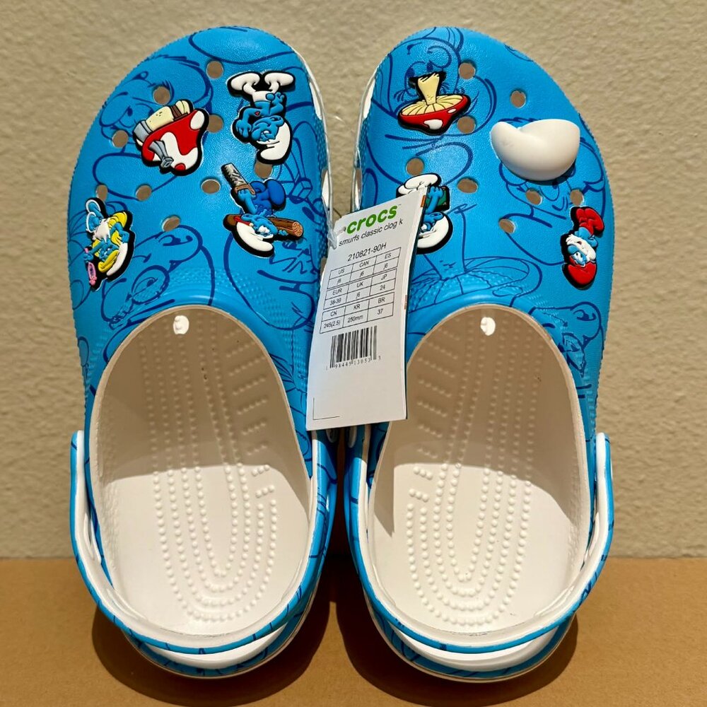 Crocs Smurfs Classic Clogs for Big Kids – Fun Graphic - NWT